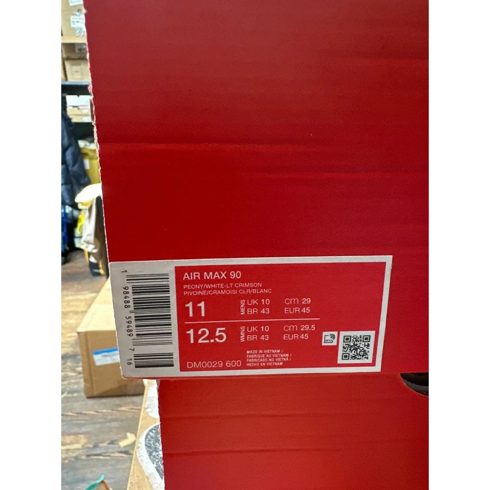 Nike Air Max‎ 90 Peony White Light Crimson Mens 11 DM0029-600 Sneakers